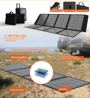 Solární panel určený k nabíjení Li-Ion baterií pro světelné věže LTM